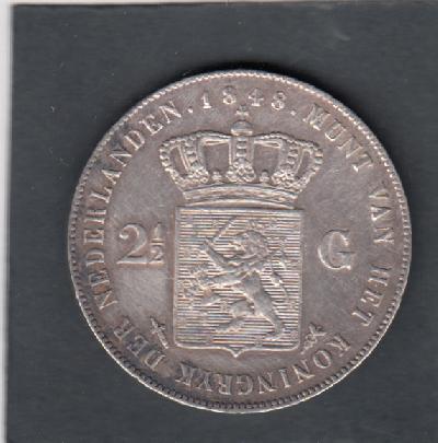 Beschrijving: 2 1/2 Gulden WILLEM II 